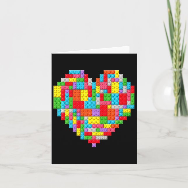 Master Builder Block Brick Building Heart Valentin Card (Front)