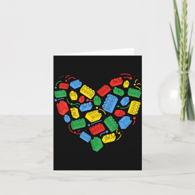 Master Builder Block Brick Building Heart Valentin Card (Front)