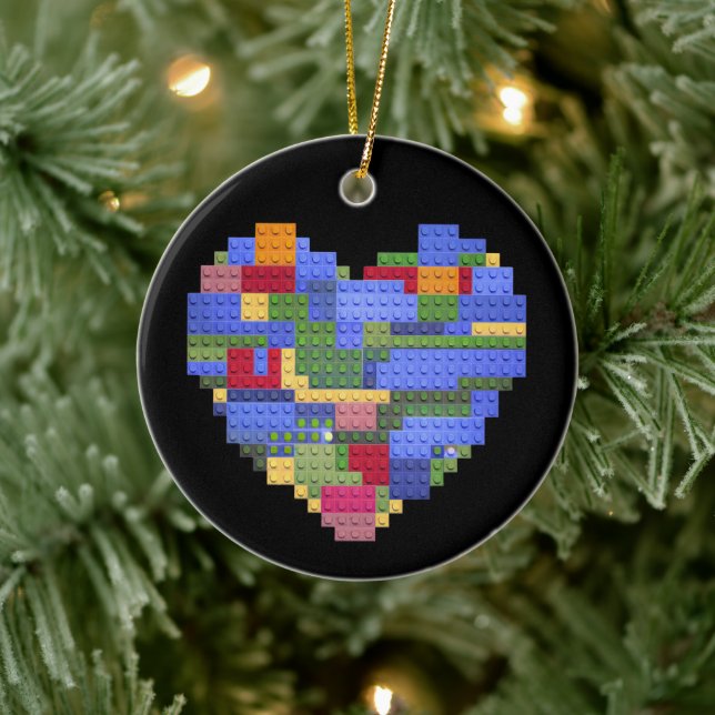 Master Builder Block Brick Building Heart Valentin Ceramic Tree Decoration (Tree)