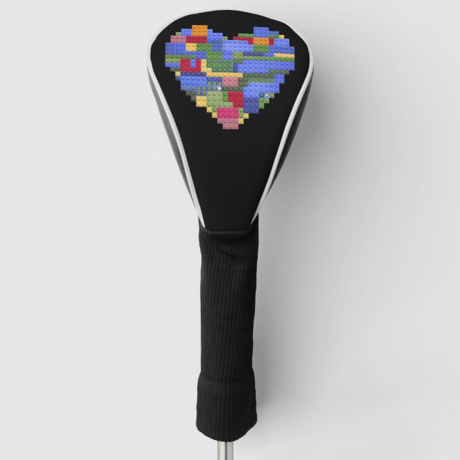 Master Builder Block Brick Building Heart Valentin Golf Head Cover (Front)
