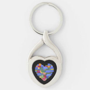 Master Builder Block Brick Building Heart Valentin Key Ring