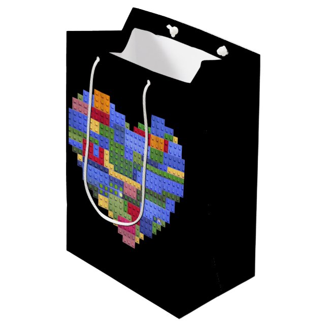 Master Builder Block Brick Building Heart Valentin Medium Gift Bag (Front Angled)