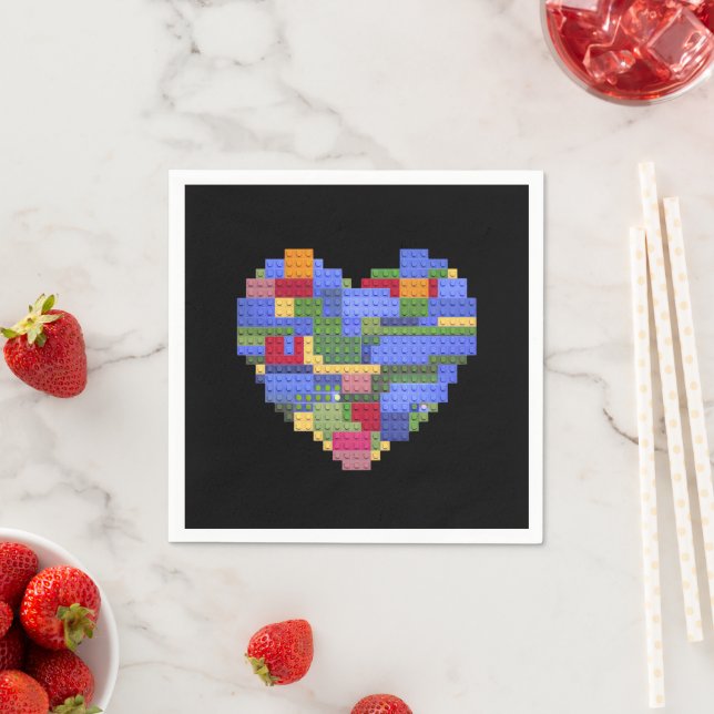 Master Builder Block Brick Building Heart Valentin Napkin (Insitu)