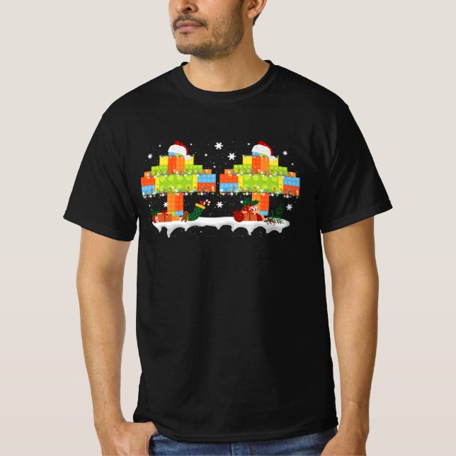 Master Builder Block Brick Building Tree Christmas T-Shirt (Front)