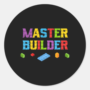 Master Builder Block Building For Classic Round Sticker