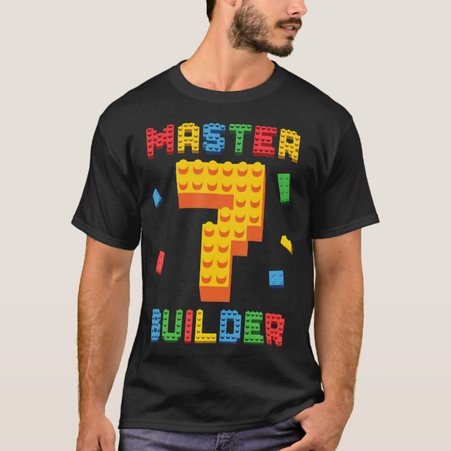 Master Builder Blocks 7Th Birthday 7 Year Old Buil T-Shirt (Front)