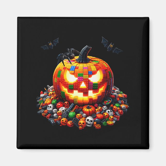 Master Builder Blocks Bricks Building Pumpkin Hall Magnet (Front)