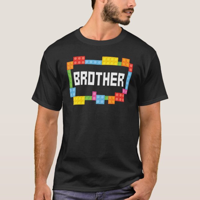 Master builder Brother Bricks Blocks Building Fami T-Shirt (Front)