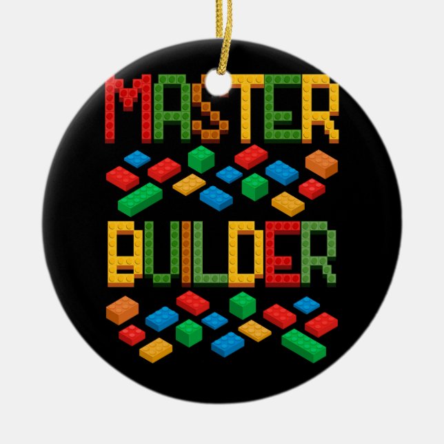 Master Builder Building Blocks Bricks Dabbing Figu Ceramic Tree Decoration (Front)