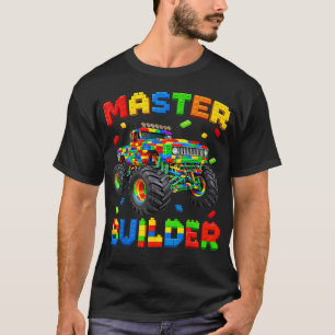 Master Builder Building Brick Monster Truck Men T-Shirt