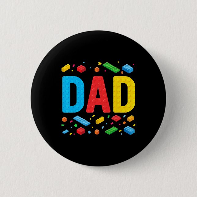 Master Builder Building Bricks Blocks Family Fathe 6 Cm Round Badge (Front)