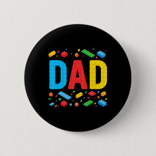 Master Builder Building Bricks Blocks Family Fathe 6 Cm Round Badge