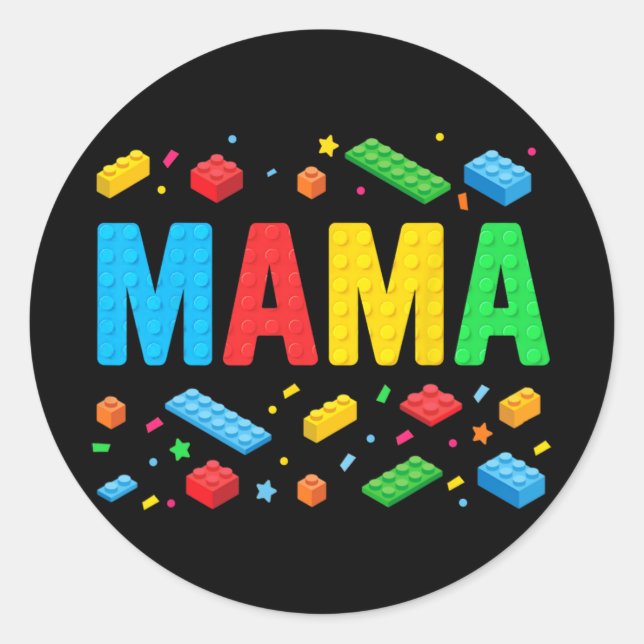 Master Builder Building Bricks Blocks Funny Mother Classic Round Sticker (Front)
