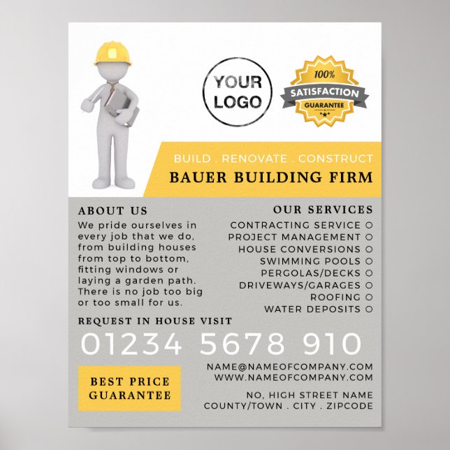 Master Builder, Building Firm, Builders Advert Poster (Front)