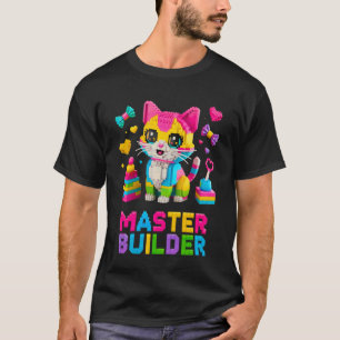 Master Builder Cat Lover Building Bricks Blocks Ki T-Shirt