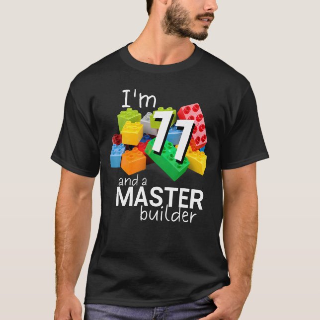 Master Builder Cute Block Building 11th Birthday B T-Shirt (Front)
