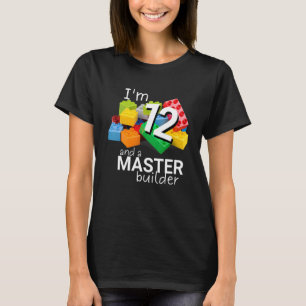 Master Builder Cute Block Building 12th Birthday B T-Shirt