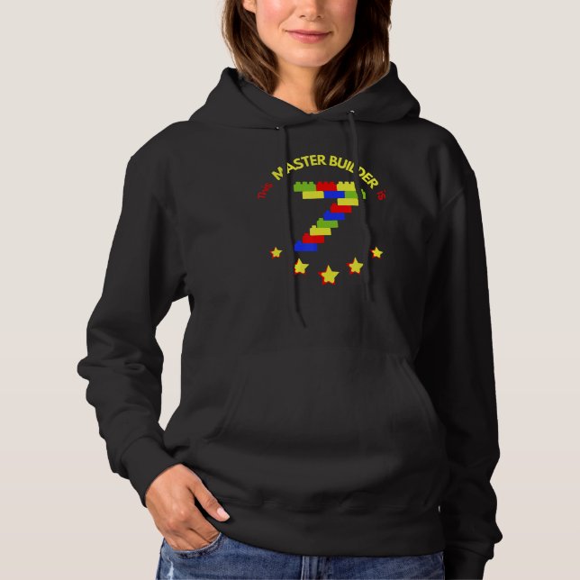 Master Builder Cute Block Building 7th Birthday Bo Hoodie (Front)