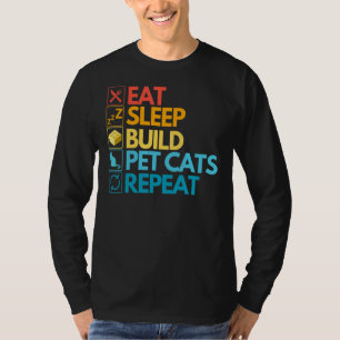 Master Builder Cute Block Building Cats Vintage T-Shirt