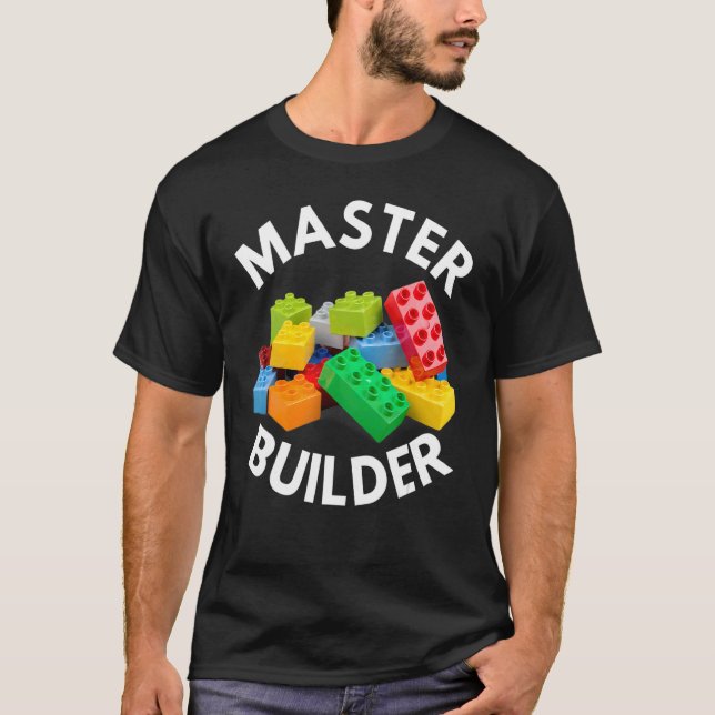 Master Builder Cute Block Building Kids Boys 2 T-Shirt (Front)