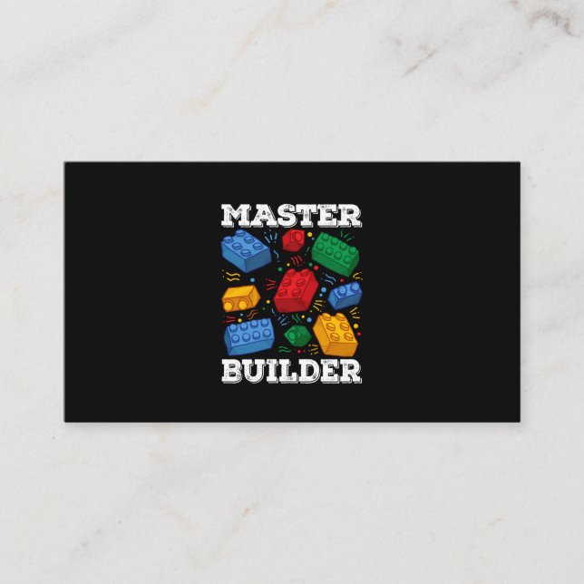 Master Builder Cute Block Building Kids Toys Brick Business Card (Front)