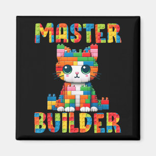 Master Builder Cute Cat Brick Toy Kitty Design for Magnet