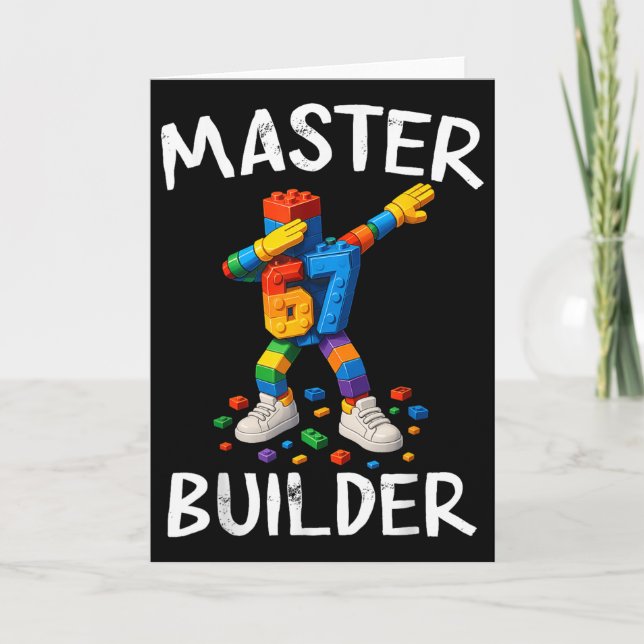 Master Builder Dabbing 67 Meme Building Blocks Bri Card (Front)