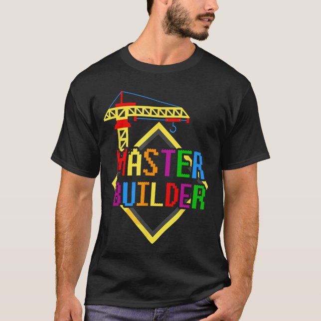 Master Builder Engineer Building Blocks Bricks Bri T-Shirt (Front)