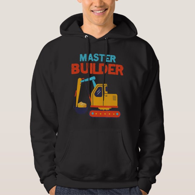 Master Builder Excavator Building Blocks Children  Hoodie (Front)
