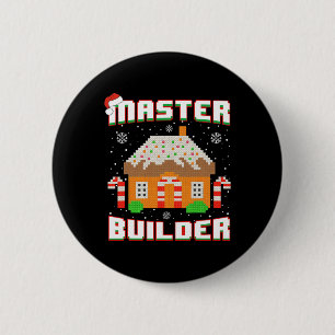 Master Builder Gingerbread House Christmas Block B 6 Cm Round Badge