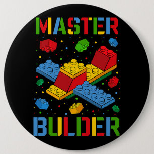 Master Builder Kids Building Blocks Brick Builder 6 Cm Round Badge