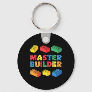 Master Builder Shirt Bricks Blocks Adult Kids Boys Key Ring