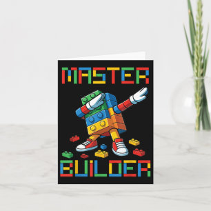 Master Builder Tee Dabbing Blocks Bricks Building Card
