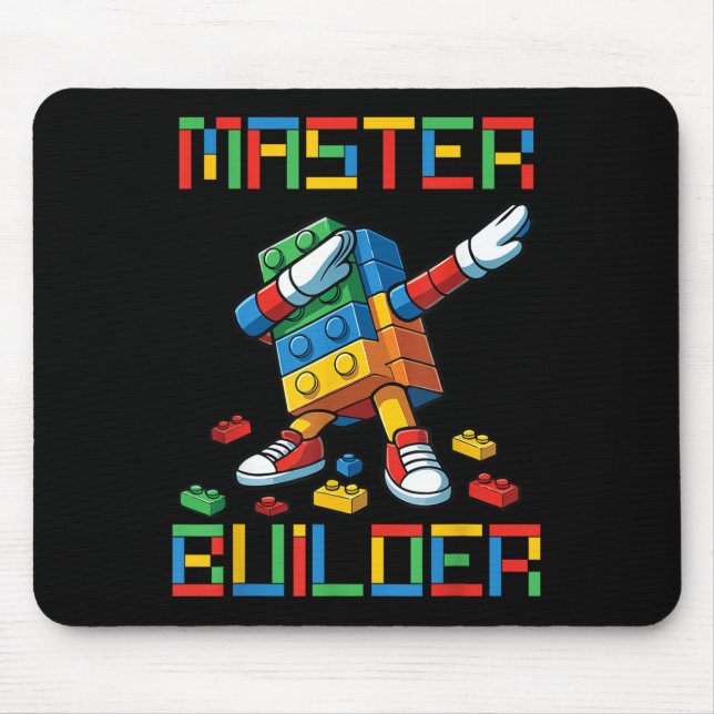 Master Builder Tee Dabbing Blocks Bricks Building  Mouse Mat (Front)