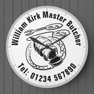 Master Butcher Meat Sales  Large Clock