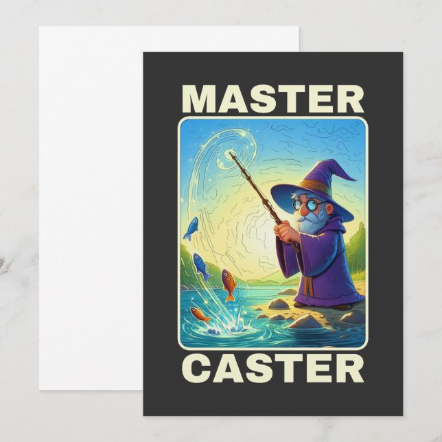 Master Caster - Magic Fishing Wizard Invitation (Front/Back)