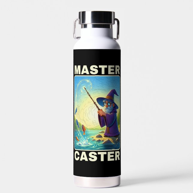 Master Caster - Magic Fishing Wizard Water Bottle (Front)