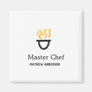 Master chef add name black pan yellow fire fume co magnet
