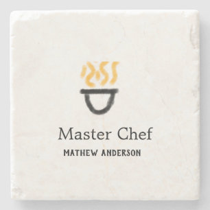 Master chef add name black pan yellow fire fume co stone coaster