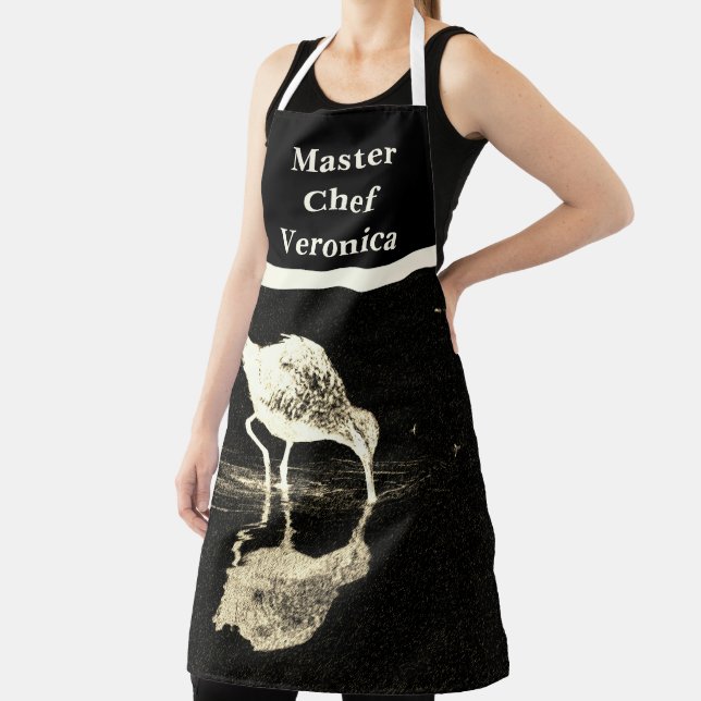 Master Chef Bird Reflection Black White Animal Apron (Insitu)