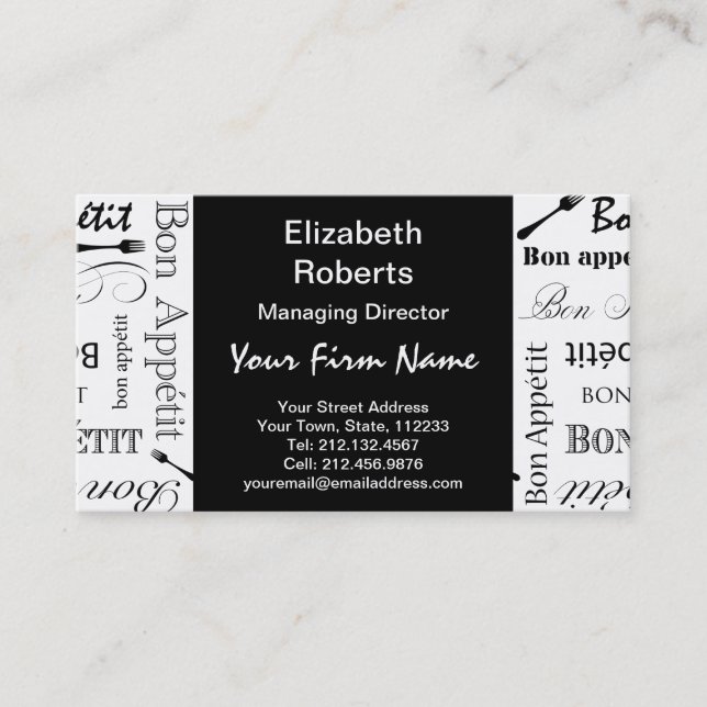 Master Chef Bon Appetit Food Lover Business Card (Front)
