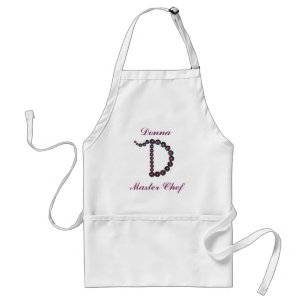 Master Chef Green Pink Sequin Letter D Monogram Standard Apron