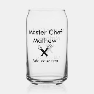 Master chef kitchen bakery cook add text name cutl can glass
