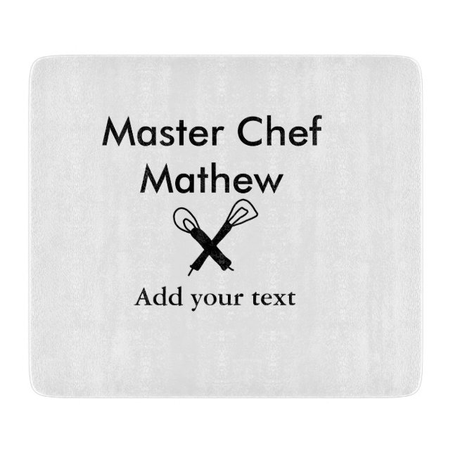 Master chef kitchen bakery cook add text name cutl cutting board (Front)