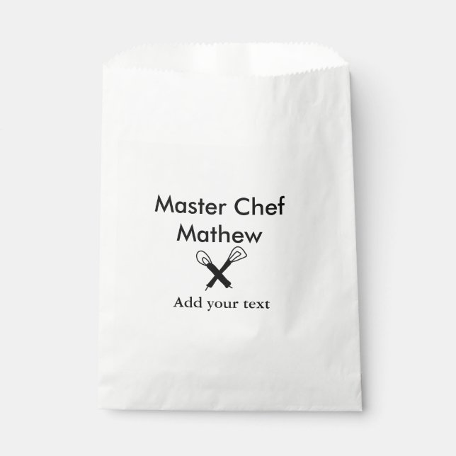 Master chef kitchen bakery cook add text name cutl favour bags (Front)