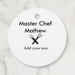 Master chef kitchen bakery cook add text name cutl favour tags