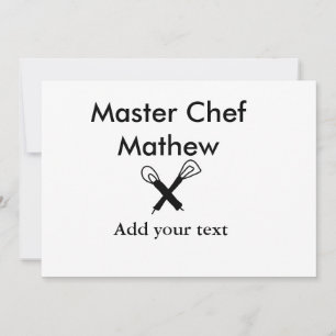Master chef kitchen bakery cook add text name cutl invitation