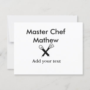 Master chef kitchen bakery cook add text name cutl postcard