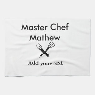 Master chef kitchen bakery cook add text name cutl tea towel
