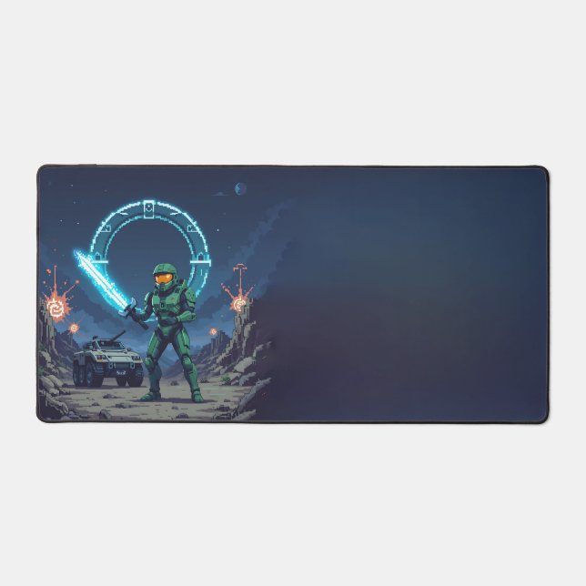 Master Chief Halo Adventure Pixel Art Desk Mat (Front)